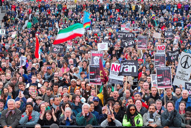 Iraq War protesters in Trafalgar Square, London