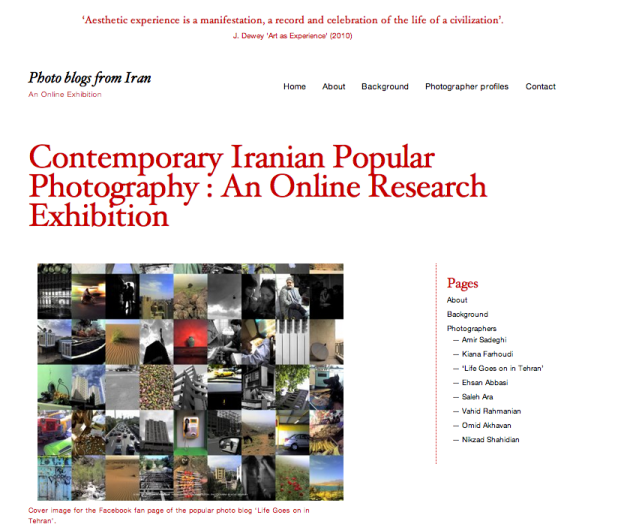 Figure 2: Collaborating with Participants. Screenshot Cover Page of www.photoblogsiran.com: an Online Research Exhibition