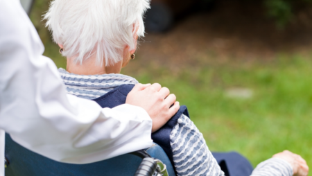 Elderly lady in a wheelchair