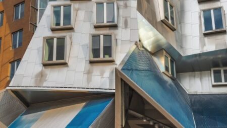 Arty picture of some blocks of flats built with sharp angles.
