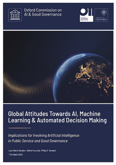 Cover of Global Attitudes Towards AI, Machine Learning & Automated Decision Making: Implications for Involving Artificial Intelligence in Public Service and Good Governance