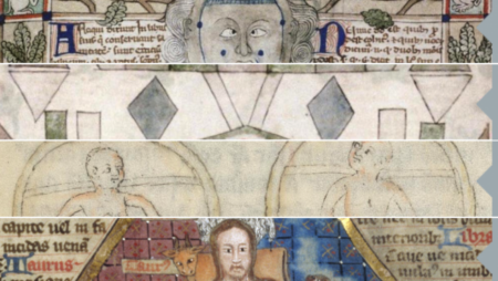 A collage of medieval manuscripts.