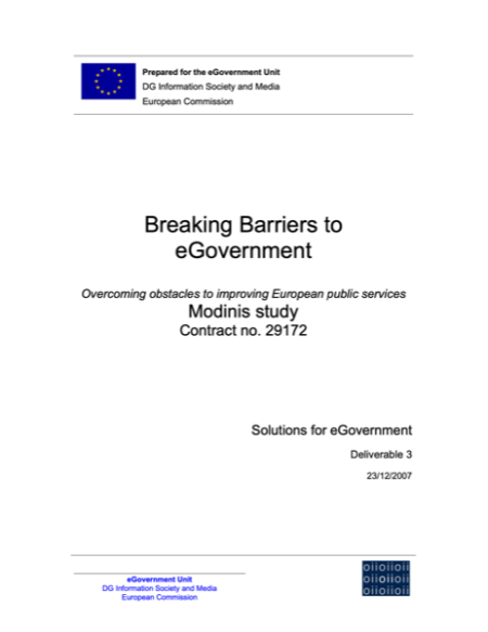 Cover of Breaking Barriers to eGovernment: Overcoming obstacles to improving European public services: Solutions for eGovernment