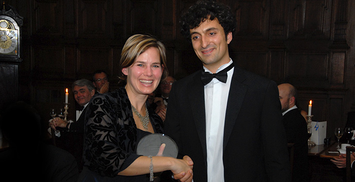 Jennifer Pahlka receives her Internet and Society Award from OII Fellow Mark Graham