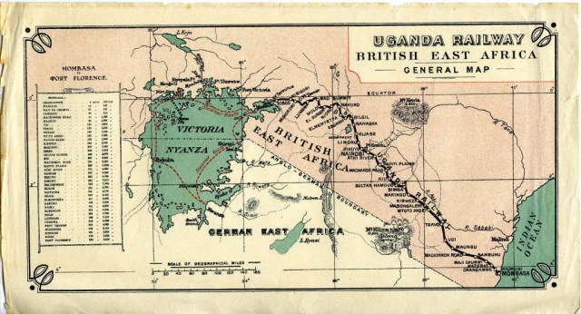 Map: Uganda Railway, British East Africa, General Mapsource: Mombasa-Victoria (Uganda) Railway and Busoga Railway, The Director of Surveys, Nairobi Government Printers, B.E.A (1913)