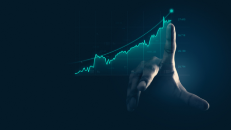 Hand pointing at graph