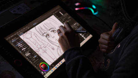 Artist drawing on a tablet