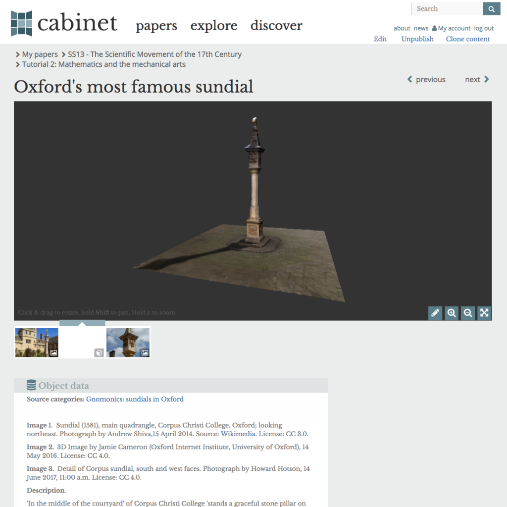 Screenshot of a 3D rendering of a sundial