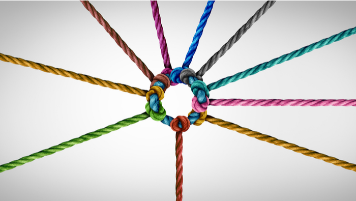 String tied together, as a collaboration concept
