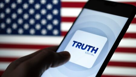 Truth social app seen on smartphone