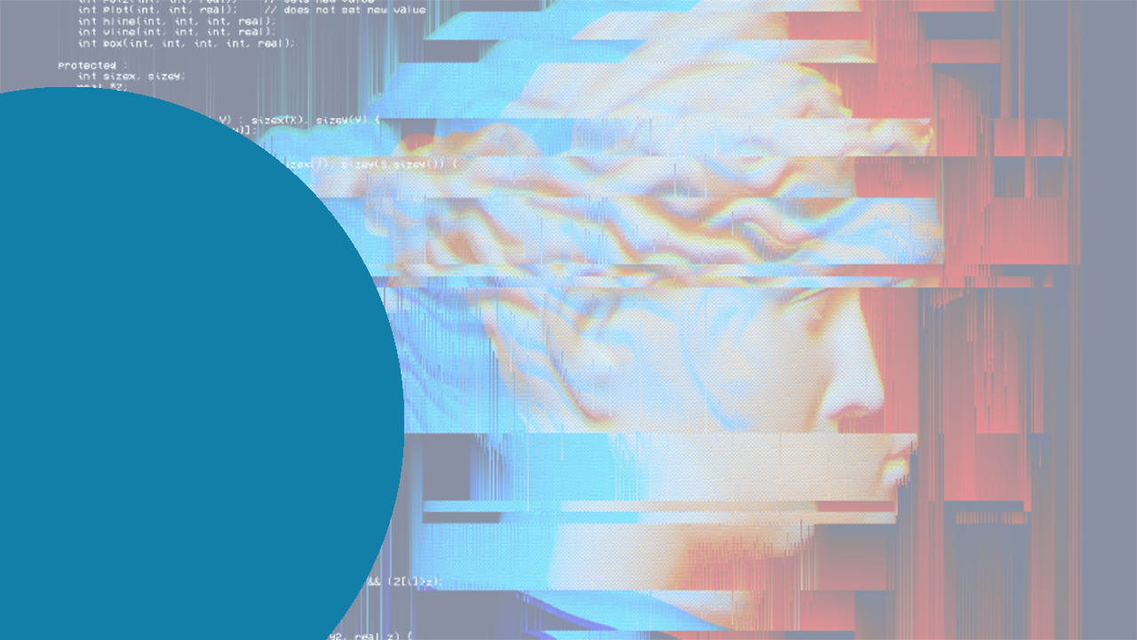 image of ancient greek statue bust warped by a digital glitch